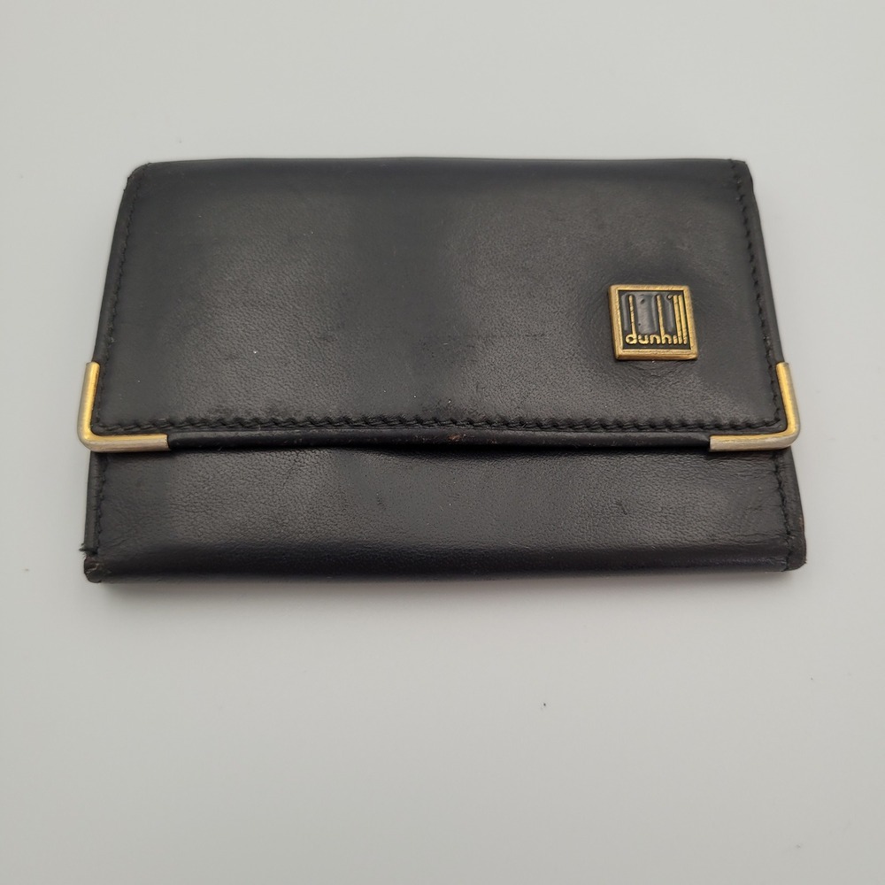 Dunhill Vintage Black Leather 6 Hook Key Case Wallet Gold Hardware Made in Spain